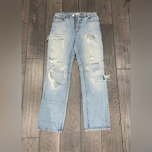 Light Washed Ripped Baggy Straight Jeans - Picture 1 of 1